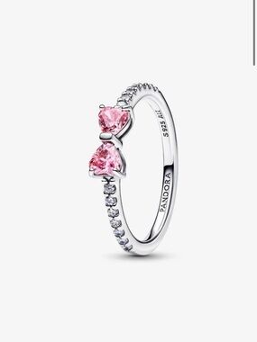 Pandora Sterling Silver Pink Bow Ring with Clear Pavé